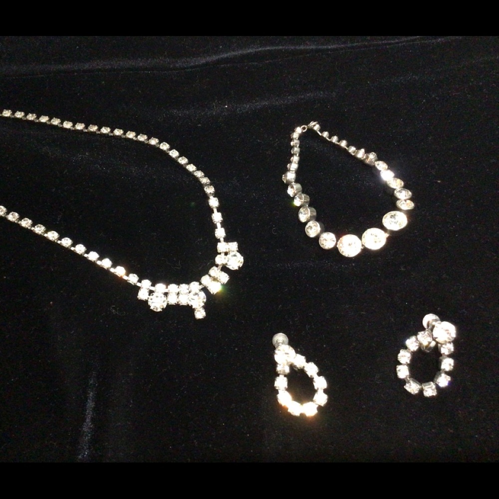 4 piece Vintage clear rhinestone set